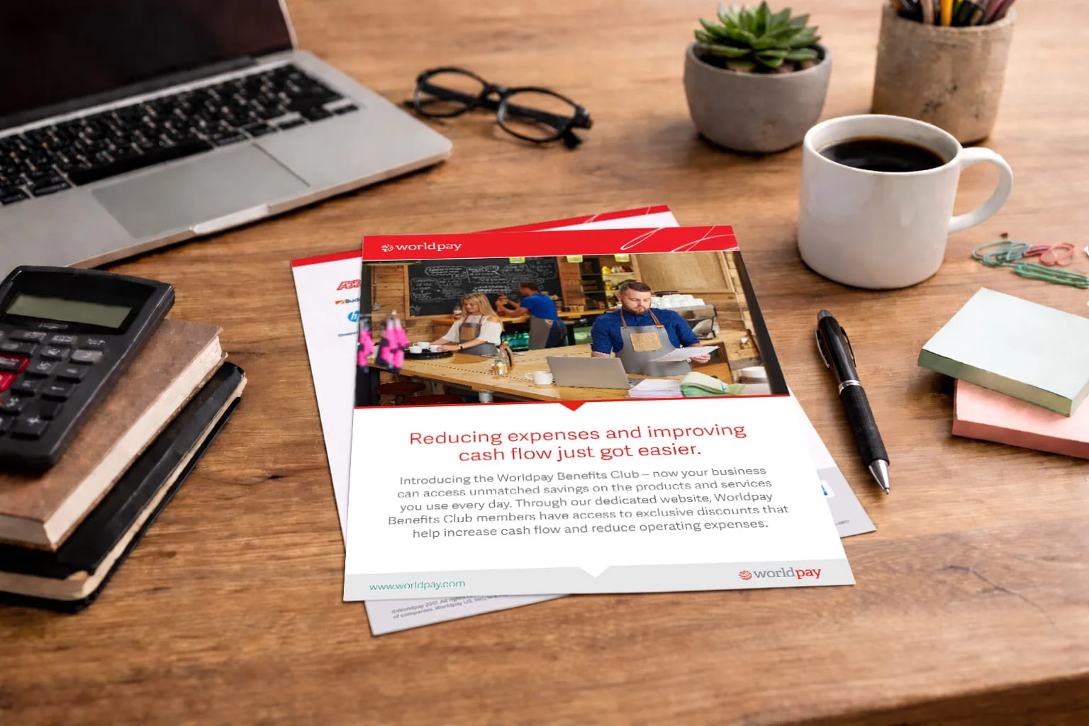 Business sell sheet showing cash flow improvement messaging.